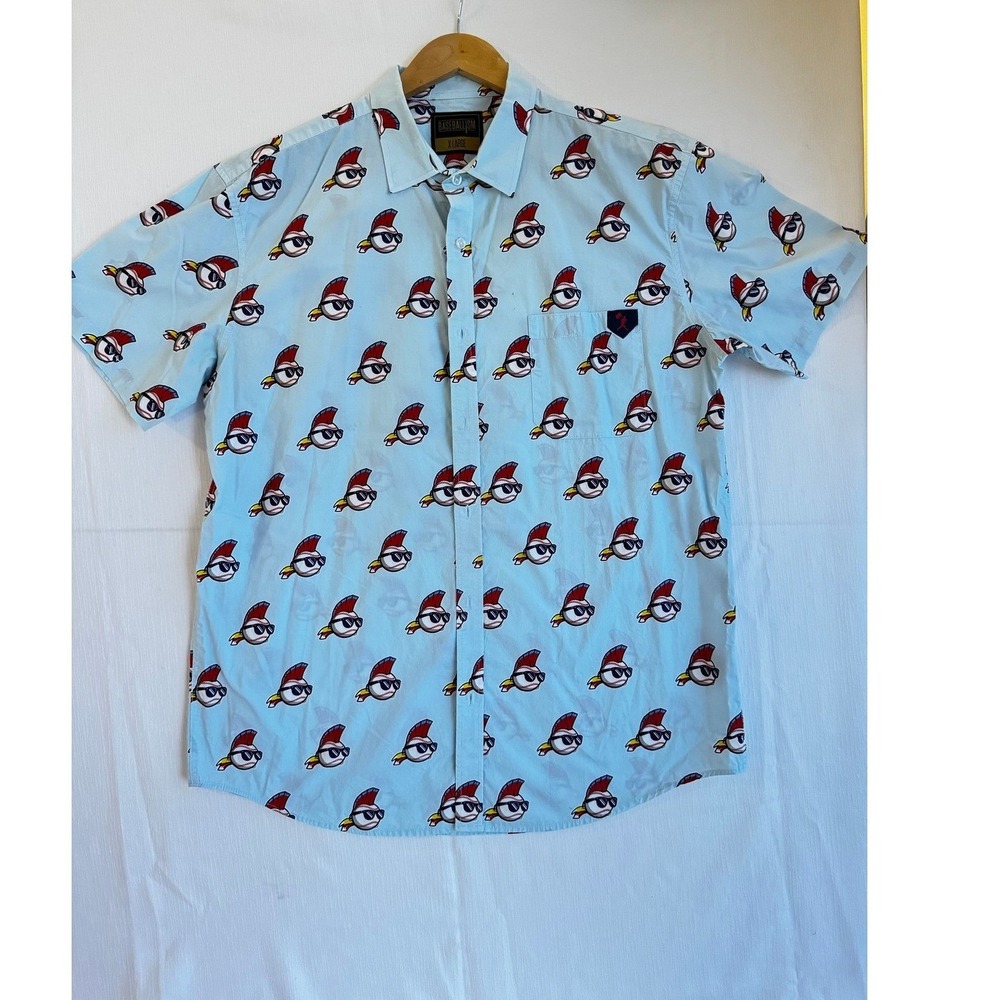 Rare Baseballism Wild Thing Ricky Vaughn Mens XL Short Sleeve Button Down Shirt